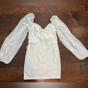 BHLDN White Puff Sleeve Mini-Dress